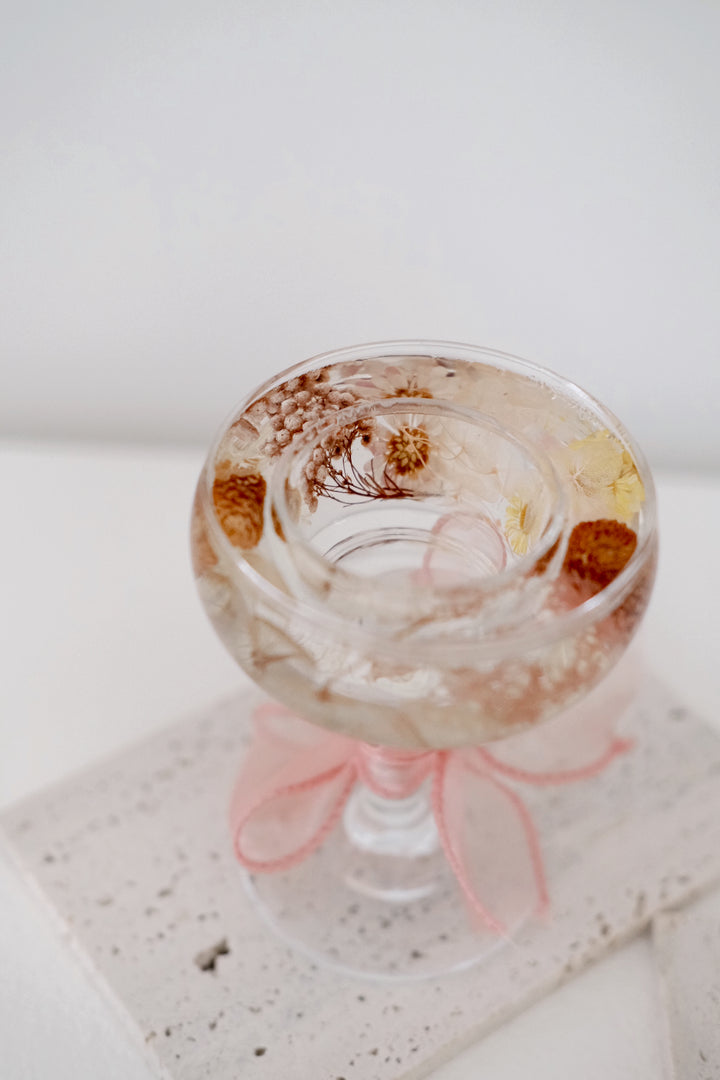 WINE GLASS FLOWER CANDLE